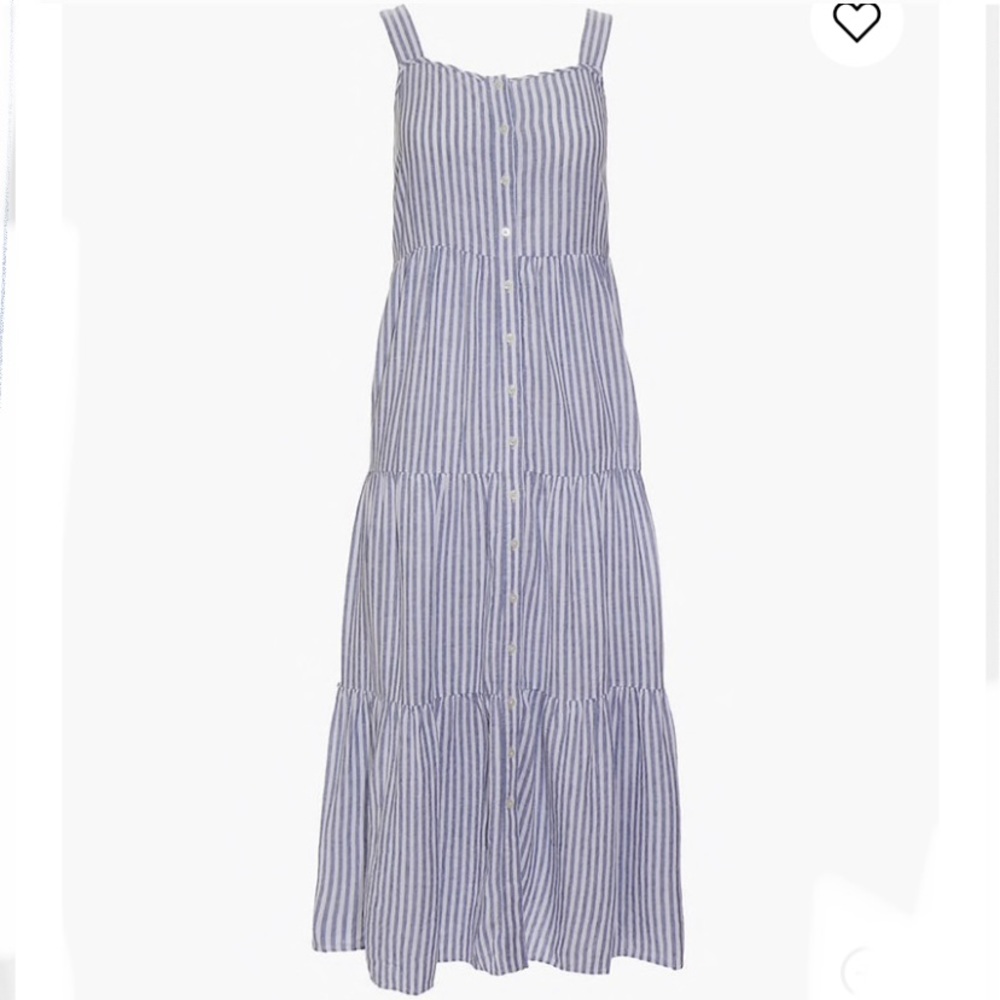 Madewell Linen-blend Button-front Tiered Dress